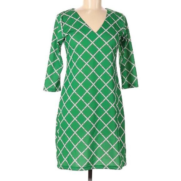 Haley & the Hound Green bamboo print shift dress size small s - Picture 1 of 9